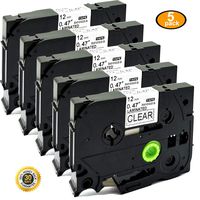 NEOUZA 5PK Great Quality Compatible for Brother P-Touch Laminated Tze Tz Label Tape Cartridge 12mmx8m (TZe-131 Black on Clear)