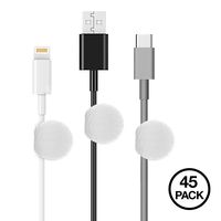 Wrap-It Storage Cable Clams - 1" White (45-Pack) - Hook and Loop Cable Holder Cord Management Cable Clips Organizers for Holding Cords and Wire in Place