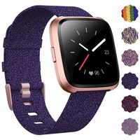 DAIKA Fabric Bands Compatible with Fitbit Versa/Versa 2/Versa Lite Stylish Woven Wristbands with Stainless Steel Buckle Fits for Women Men, Large Small