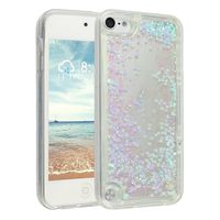 iPod Touch 5 Case, iPod Touch 6 Back Cover, Rosa Schleife Liquid Dynamic Floating Clear Crystal Bling Glitter Love Heart Diamond Star Pattern Soft TPU Back Cover Phone Case for iPod Touch 5/6th
