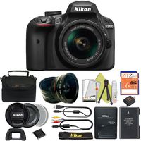 Great Value Bundle for D3400 DSLR - 18-55mm AF-P + 16GB Memory + Wide Angle + Telephoto Lens + Case