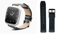 Beantech S1 Smart Watch for Apple/Android Phones. Silver with Black Croc-Embossed Leather Strap with Bonus Black Silicone Strap
