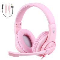 BlueFire 3.5mm PS4 Gaming Headset Bass Stereo Over-Ear Gaming Headphone with Microphone and Volume Control Compatible with PS4, New Xbox One, Xbox One S, Xbox One X, Nintendo Switch, PC（Pink）