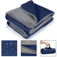 Tirrinia Waterproof Outdoor Blanket with Sherpa Lining, Windproof Triple Layers Warm Comfy Foldable for Camping Stadium, Sports, Picnic, Grass, Concerts, Pet, 51''X 59'' Navy - Machine Washable
