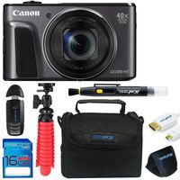 Canon Powershot SX720 (Black) + 12" Tripod + 16GB Memory Card + Pixi-Basic Accessory Bundle