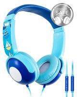 Kids Headphones, Mumba Volume Limited Over Ear Headphones Girls, 85 Safe Listening Adjustable Headsets with Microphone for Kids Children (Blue)