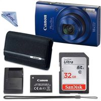 Canon PowerShot ELPH 190 Digital Camera (Blue) with 32GB Memory + Canon PSC-2070 CASE + Linen Zone Cloth