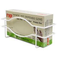 Single Wall Mount Glove Tissue Dispenser, Wire Rack Disposable Gloves Napkin Box Holder, White Durable Metal Organizer for Food Service, Lab, Medical Office, Home, Garage