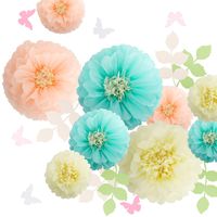 Fonder Mols Paper Flowers Decorations Tissue Pom Poms Blooms for Wall Decorations, Wedding Backdrop, Archway, Baby Shower, Nursery Wall Decor (Set of 21, Ivory Peach Mint)
