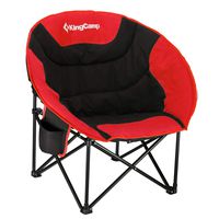 KingCamp Moon Saucer Camping Folding Round Chair Padded Seat Heavy Duty Steel Frame with Cup Holder and Back Pocket (Red)