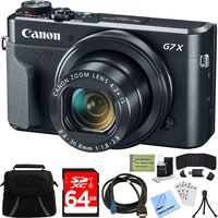 Canon PowerShot G7 X Mark II Zoom Digital Camera w/ 64GB Accessory Bundle includes Camera, Bag, 64GB SDXC Memory Card, HDMI Cable, Card Wallet + Reader, Cleaning Kit, Beach Camera Cloth and More
