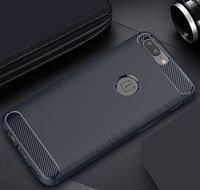 OnePlus5T Armor Case, Soft Carbon Fiber Scratch Drawbench Texture Bumper Frame Ultra Hybrid Thin Cover, TAITOU Cool Ultralight Slim Anti-Drop Protect Phone Case For OnePlus 5T Blue