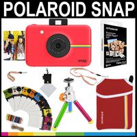 Polaroid Snap Instant Camera (Red) + 2x3 Zink Paper (20 Pack) + Neoprene Pouch + Photo Frames + Accessory Bundle