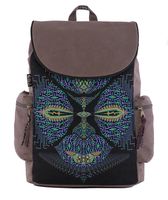 Canvas Backpack Unisex Day Bag with Sikuli Psychedelic Art Print Fits Laptops 13-17"