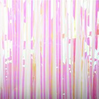 Blukey 4 Packs 3FTx8FT Iridescent Wthie Tinsel Foil Fringe Curtain Metallic Photo Shoots Backdrop Photography Backdrops for Pictures (4 Packs, Iridescent Wthie)