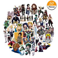 WerNerk My Hero Academia Anime Cartoon Laptop Stickers Waterproof Decal Bumper No-Duplicate Skateboard Pad MacBook Car Snowboard Bicycle Luggage Decor(50PCS)