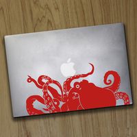 Laptop Decal Note Book Decal Large Octopus Sticker Tentacles Decal (5.2" h¡Á11.8 w,Tomato Red)