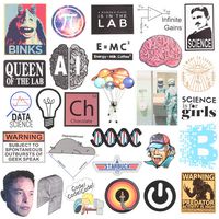 Stickers for Water Bottles,Science Laptop Sticker Decal,28 PCS Waterproof Vinyl Decal Sticker for Phone,MacBook,Luggage,Cars,Bicycles,Travel Case,Motorcycle,Snowboard,PS4,Xbox ONE (White)