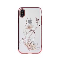 Devia iPhone X Case with Swarovski Crystals | Premium PC Material | Shock Resistance | Slim & Transparent | Wireless Charger Compatible | Ideal for Women, Girls | Crystal Lotus Cover | 5.8 inch (Red)