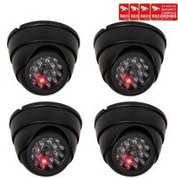 VideoSecu 4 Pack Dome Dummy Fake Infrared IR CCTV Surveillance Security Cameras Imitation Simulated Blinking LED with Security Warning Stickers C4B