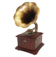 Mini Vintage Retro Classic Style Phonograph Gramophone Shape Stereo Speaker Sound System Music Box 3.5mm Audio Blue Tooth 4.2 Aux-in/Micro SD/USB Flash Drive