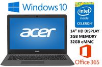 Acer Aspire One Cloudbook AO1-431 14" Laptop PC (2016), Intel Celeron N3050, 2GB DDR3L Memory, 32GB eMMC, Windows 10, 1-year Office 365 Personal, up to 12 hrs battery life
