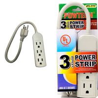3 Outlet Power Strip 1 Ft Surge Protector Heavy Duty Cord 13 Amps Breaker 125V