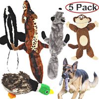 Jalousie 5 Pack Dog Squeaky Toys Three no Stuffing Toy and Two Plush with Stuffing for Small Medium Large Dog Pets (5 Pack)