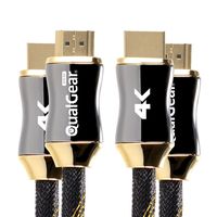 QualGear 10 Feet-2 Pack  HDMI Premium Certified 2.0 cable with 24K Gold Plated Contacts, Supports 4K Ultra HD, 3D, 18Gbps, Audio Return Channel, Ethernet (QG-PCBL-HD20-10FT-2PK)