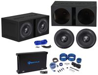 (2) Rockville W12K6D2 V2 12" 4800w Subwoofers+Vented Box+Mono Amplifier+Amp Kit