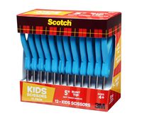 Scotch 5-Inch Soft Touch Blunt Kid Scissors, 12 Count Teacher Pack, Blue (1442B-12)