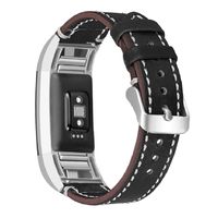 SKYLET Compatible with Fitbit Charge 2 Leather Bands, Retro Genuine Leather Classic Replacement Wristband Compatible with Fitbit Charge 2 with Metal Connector Men Women Small Large (No Tracker)