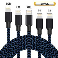 Foreverrise Phone Cable 5 Pack [3/3/6/6/10FT] Extra Long Nylon Braided USB Charging & Syncing Cord Compatible with Phone Charger XS MAX XR X 8 8 Plus 7 7 Plus 6s 6s Plus 6 6 Plus