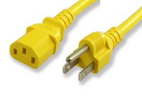 Lynn Electronics C13515P15AYE-1F Power Cord IEC 60320 C13 to NEMA 5 SJT Jacket, 15-Amp/125-volt, Yellow, 2-Pack