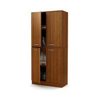 South Shore Axess Tall 4-Door Storage Cabinet with Adjustable Shelves, Morgan Cherry