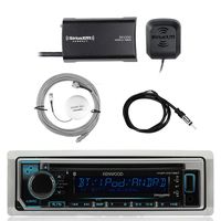Kenwood Single DIN Bluetooth in-Dash CD AM/FM Marine Stereo Receiver, SiriusXM Satellite Radio Tuner, Shakespeare Galaxy Antenna, Enrock Marine Antenna