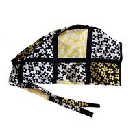 Grace N May Women's Front Fold Tie Back Scrub Cap Surgical Cap Navy Flowers (Woman Yellow Black Block Flowers)