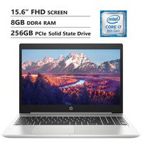 HP ProBook 450 G6 15.6" Full HD Screen Laptop, Intel Core i7-8565U Up to 4.6GHz, 8GB DDR4 RAM, 256GB PCIe Solid State Drive, Backlit Keyboard, Wireless-AC, HDMI, USB Type-C, Windows 10 Pro, Silver