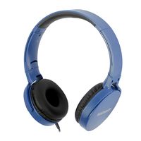 Magnavox MHP5026m-BL Stereo New DJ Flat Foldable Headphones with Microphone Midnight Blue