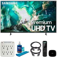 Samsung UN82RU8000 82-inch RU8000 LED Smart 4K UHD TV (2019) Bundle with Logitech Harmony Elite Universal Remote with Hub, 2X HDMI Cable, Screen Cleaner for LED TVs and 6-Outlet Surge Adapter