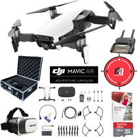 DJI Mavic Air Quadcopter Drone Arctic White Bundle with 32GB Memory Card, 16GB Flash Drive, Landing Pad, Photographic Equipment Case, VR Viewer, Paintshop Pro 2018 and Cleaning Kit