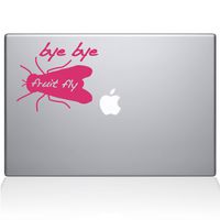 The Decal Guru 1032-MAC-11A-BG Bye Bye Fruit Fly Vinyl Sticker, 11" MacBook Air, Pink