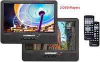Koramzi Portable 9" Dual Screen Dual DVD Player W Rechargeable Battery/ AC Adapter/ AV in/ USB &SD Card Reader/ Remote Control/ Car Adapter/ IR Transmitter Ready/ USB /Headrest Mounting Kit
