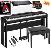 Yamaha P-515 88-Key Digital Piano - Black Bundle with Yamaha L-515 Stand, LP-1 Pedal, Furniture Bench, Dust Cover, Instructional Book, Online Lessons, Austin Bazaar Instructional DVD, and Polish Cloth