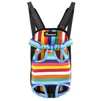 Pawaboo Pet Carrier Backpack, Adjustable Pet Front Cat Dog Carrier Backpack Travel Bag, Legs Out, Easy-Fit for Traveling Hiking Camping for Small Medium Dogs Cats Puppies, Small, Colorful Strips