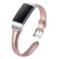 Minfex Compatible with Fitbit Charge 3 & Charge 3 SE Bands, Retro Genuine Leather Band Replacement Strap Sport Wristband Fitness Accessories for Fitbit Charge 3 Rose Gold S