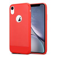 Kit Me Out World Carbon Series Case Designed for iPhone XR, Full Matte Slim Fit Flexible TPU Minimal Durable Protection Case Cover Brushed Carbon Fiber Effect (Red)