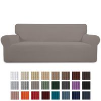 Easy-Going Stretch Sofa Slipcover 1-Piece Sofa Cover Furniture Protector Couch Soft with Elastic Bottom for Kids， Spandex Jacquard Fabric Small Checks(Oversized Sofa,Taupe)