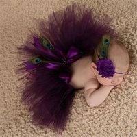 OrliverHL Newborn Baby Girls Tutu Skirt Knitted Crochet Clothes Photography Props Outfits,Purple,S