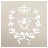 French Bee Stencil by StudioR12 | Crown, Laurel Wreath, Bee, Shabby Chic Country - Reusable- Chalky Paint- Use for Furniture Wood Signs Pillows Fabric Home Wall Decor | Select Size (12" x 12")